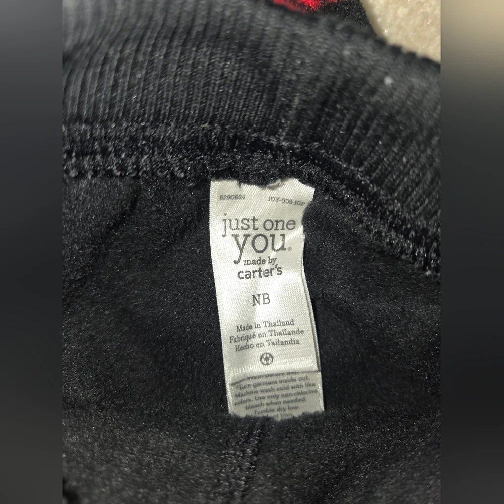 Carter's Just One You NB  Plaid Fleece Hooded Vest with Black Pants